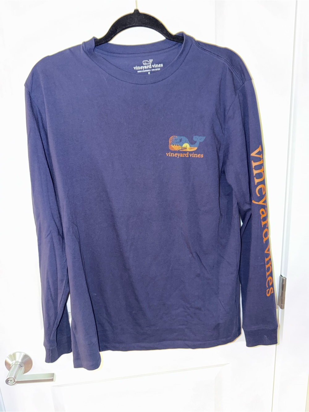 Vineyard Vines Men’s Navy Long-Sleeve Whale Logo Tee Halloween Size Small